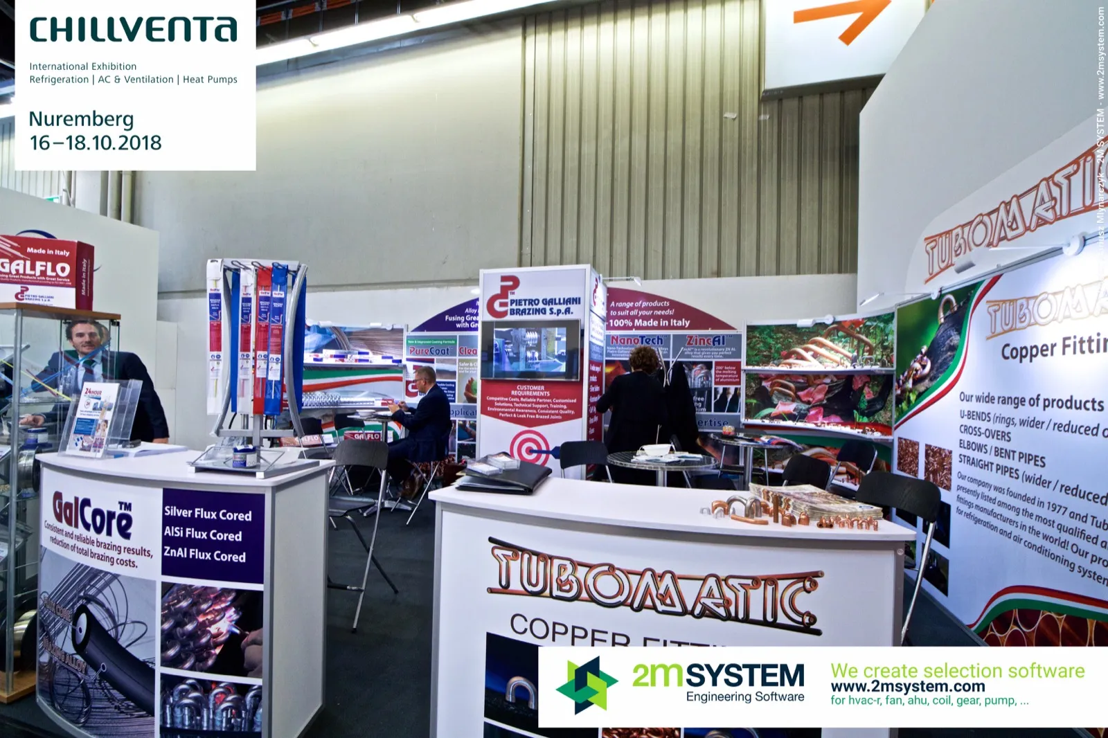Tubomatic copper fittings counter beside Pietro Galliani brazing products at Chillventa 2018