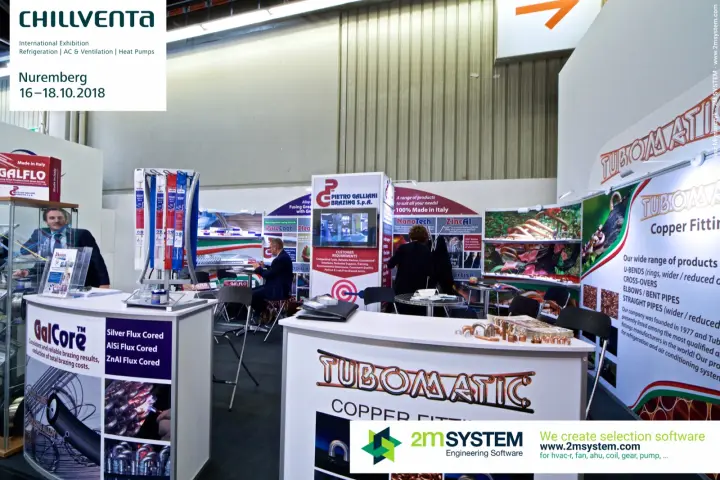 Tubomatic copper fittings counter beside Pietro Galliani brazing products at Chillventa 2018
