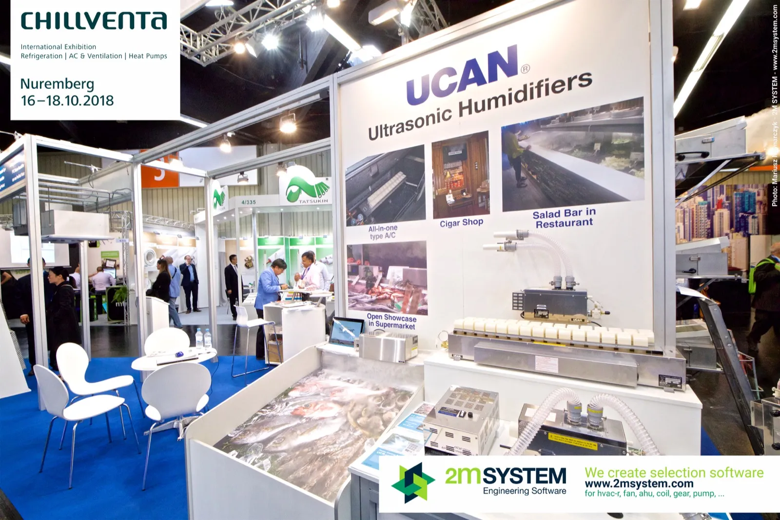 UCAN ultrasonic humidifiers with supermarket showcase application at Chillventa 2018