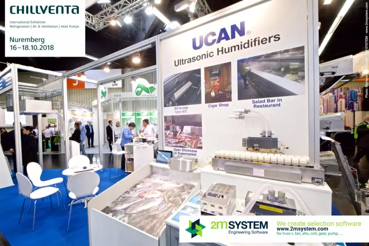 UCAN ultrasonic humidifiers with supermarket showcase application at Chillventa 2018