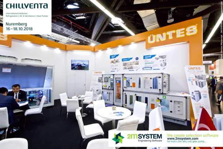 Üntes stand with an air handling unit and rooftop package roll-up