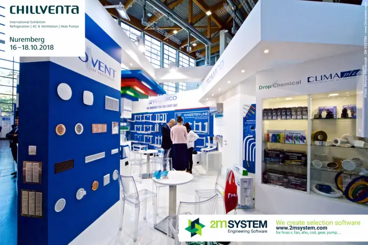 Vecamco stand with Ovent ventilation grilles and Drop Chemical showcase at Chillventa 2018