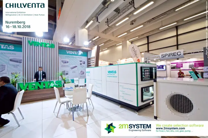 Ventas reception counter and UNIQUE air handling unit on a white tiled floor