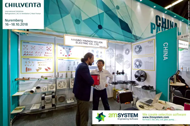 Viclion booth with EC motor fans, copper fittings and valves at Chillventa 2018
