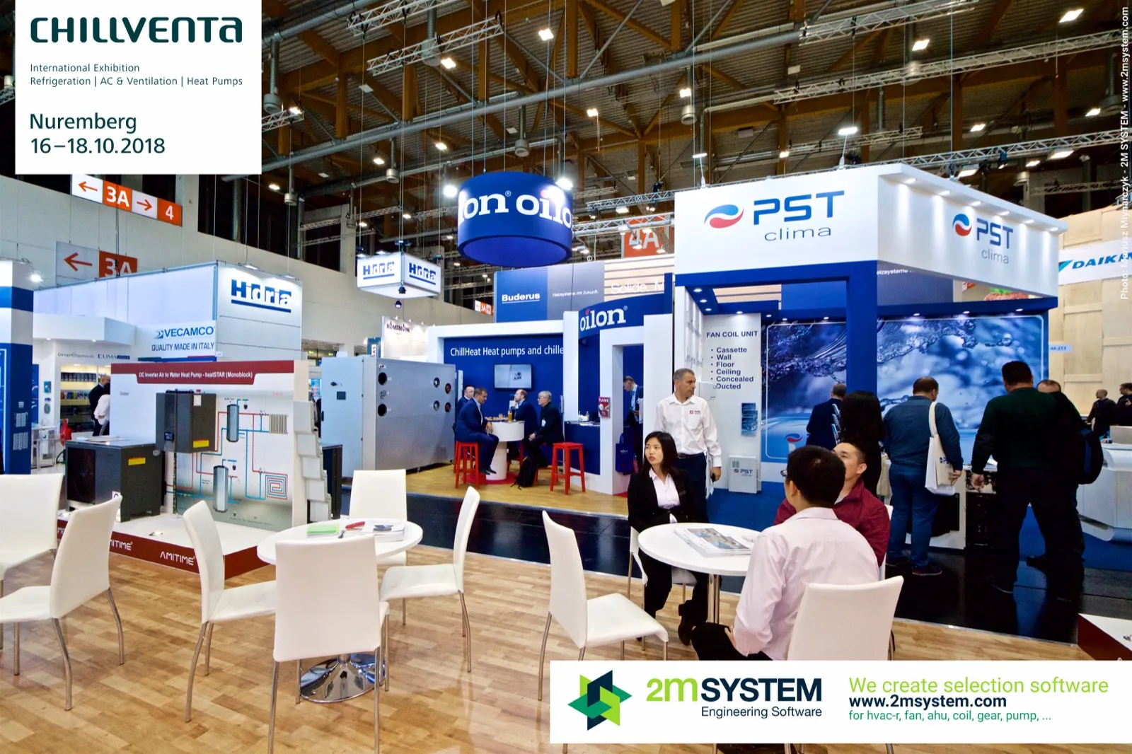 View from the Amitime lounge towards the PST Clima fan coil stand at Chillventa 2018