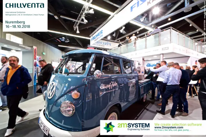 Vintage VW pickup lettered 'Christof Fischer' at the Fischer Kälteklima stand at Chillventa 2018