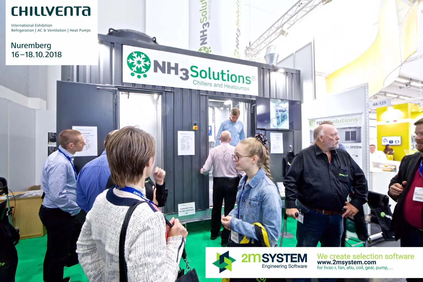Visitors around the NH3 Solutions containerised ammonia chiller unit at Chillventa 2018