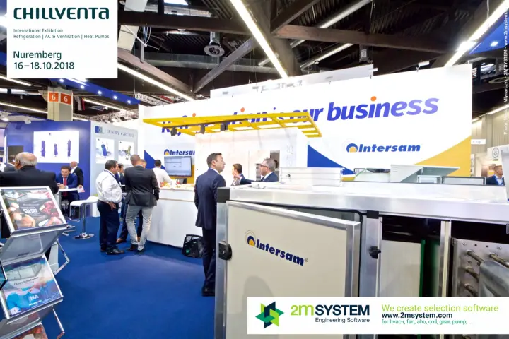 Visitors in conversation at the Intersam stand beside an opened unit