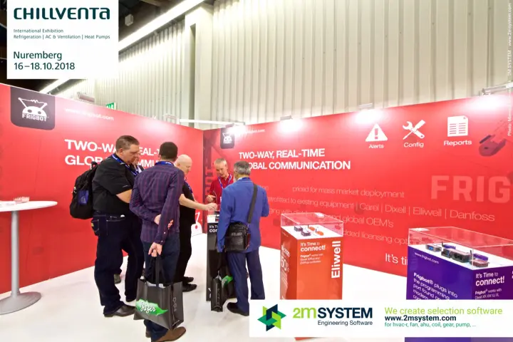 Visitors gather around Frigbot controller connectivity displays at Chillventa 2018