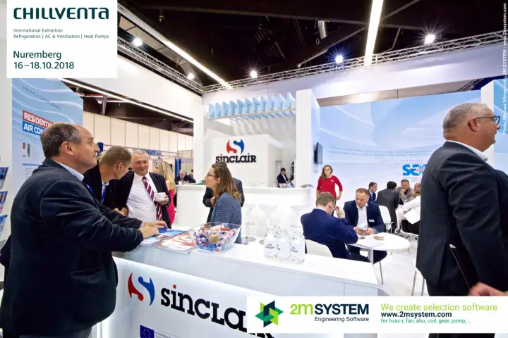 Visitors gather at the Sinclair-branded counter in Nuremberg at Chillventa 2018