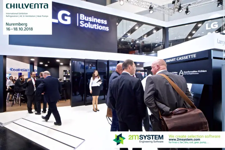Visitors at the LG Smart Cassette display beside the stand bar at Chillventa 2018