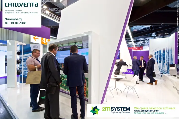 Visitors studying data screens in the produce display on the Regal stand at Chillventa 2018