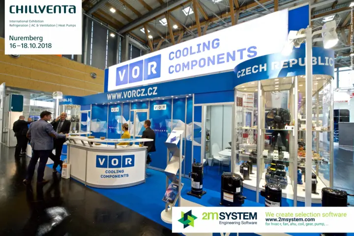 VOR Cooling Components stand with compressors and fans in glass showcases