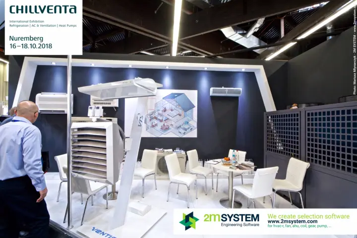 VTS heater and air curtain display on the Comfy stand