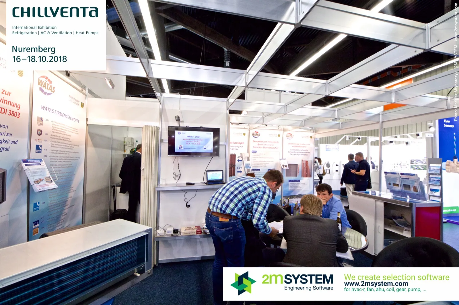 Wätas company history panel and fan coil in the foreground at Chillventa 2018