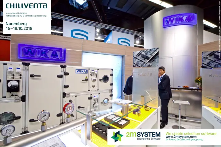 WIKA air handling unit mock-up fitted with pressure gauges and transmitters at Chillventa 2018