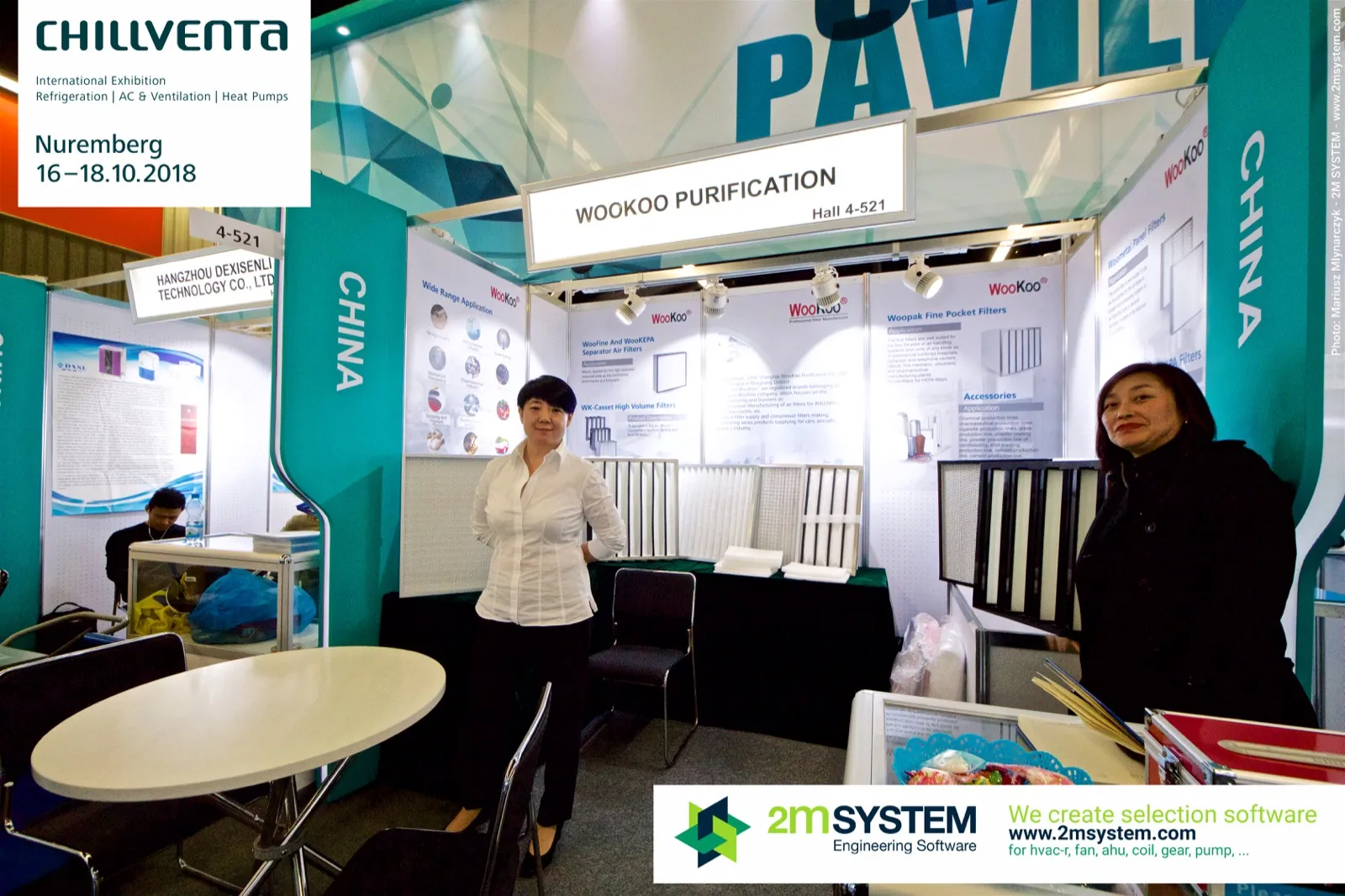 Wookoo Purification stand with pleated panel and V-bank air filters at Chillventa 2018