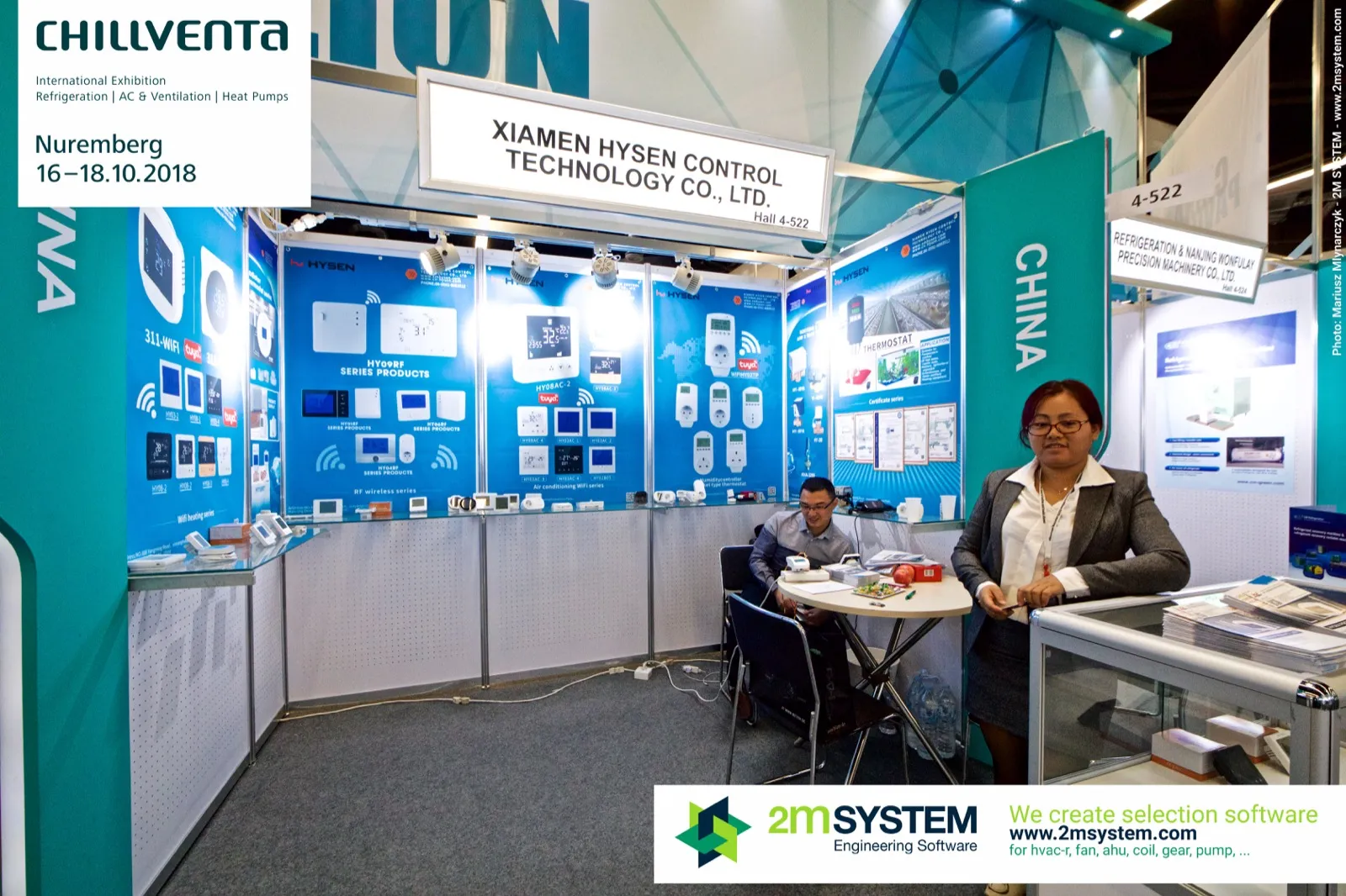 Xiamen Hysen Control stand with room thermostats and Wi-Fi controllers at Chillventa 2018