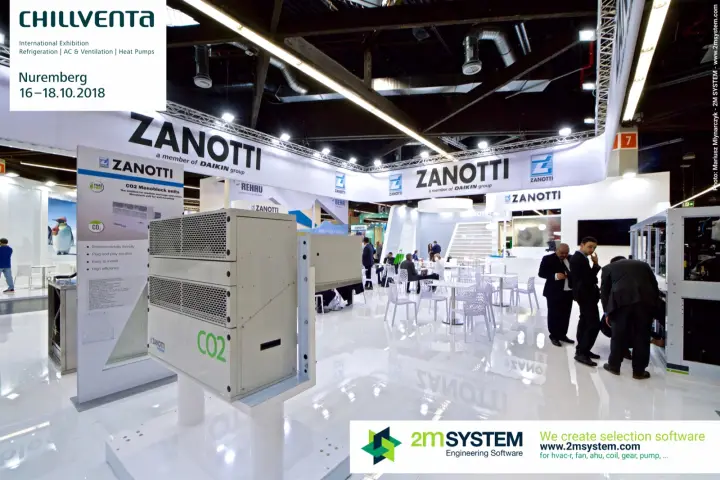 Zanotti CO2 monoblock units displayed on pedestals at Chillventa 2018