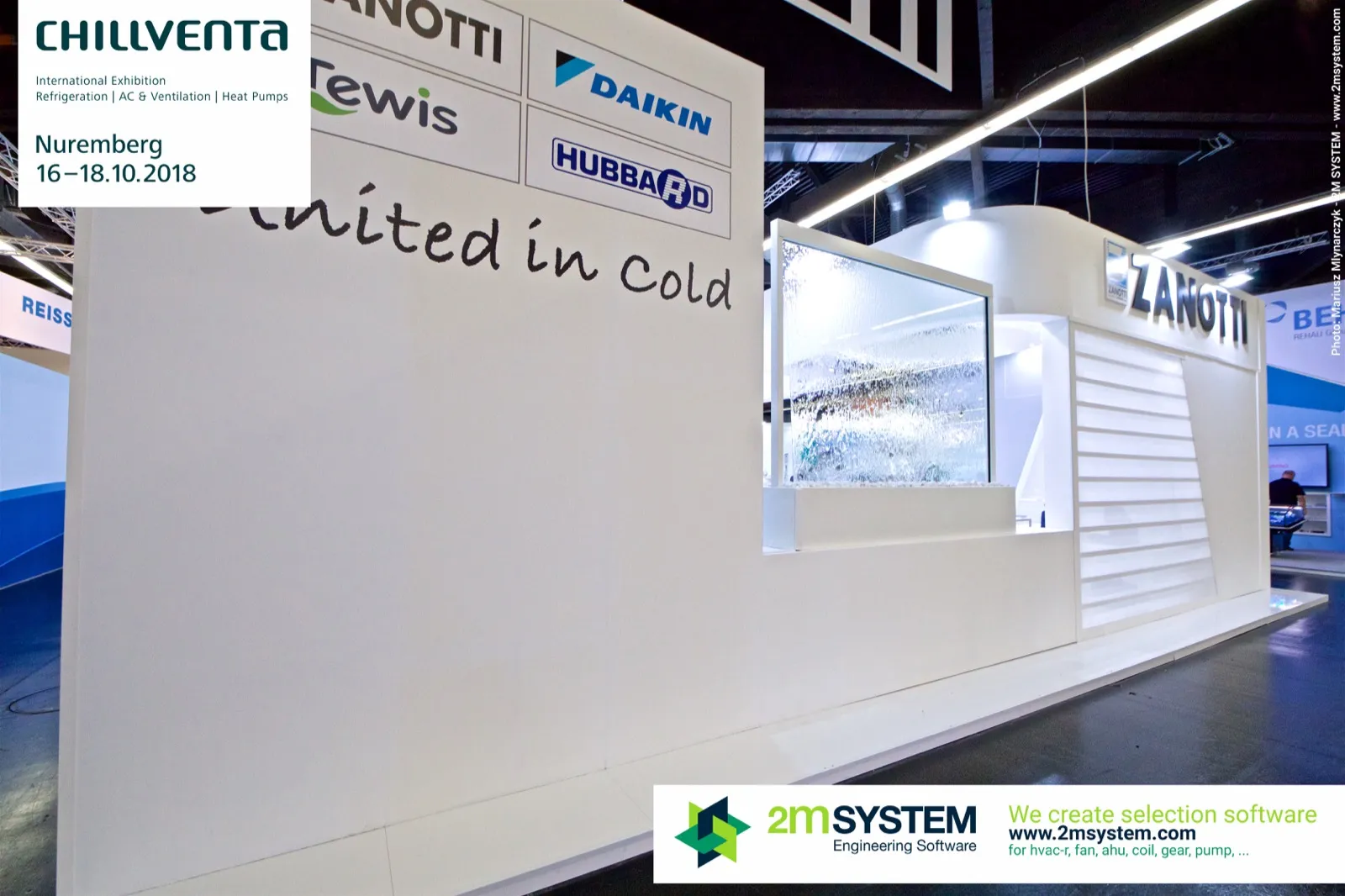 Zanotti stand wall with "United in Cold" and group brand logos at Chillventa 2018