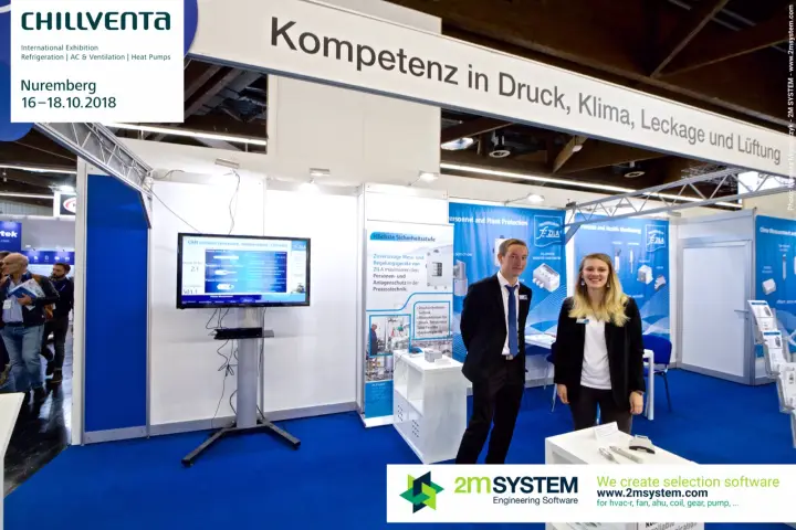 ZILA stand fascia "Kompetenz in Druck, Klima, Leckage und Lüftung" and CAN sensor screen