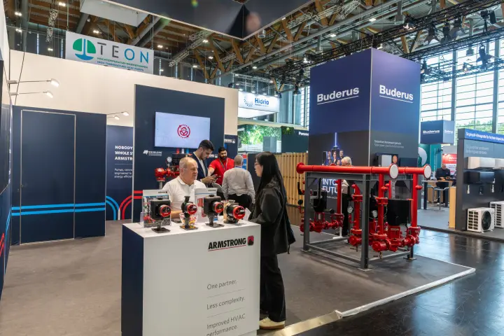 Armstrong counter with circulator pumps and "One partner. Less complexity." at Chillventa 2026