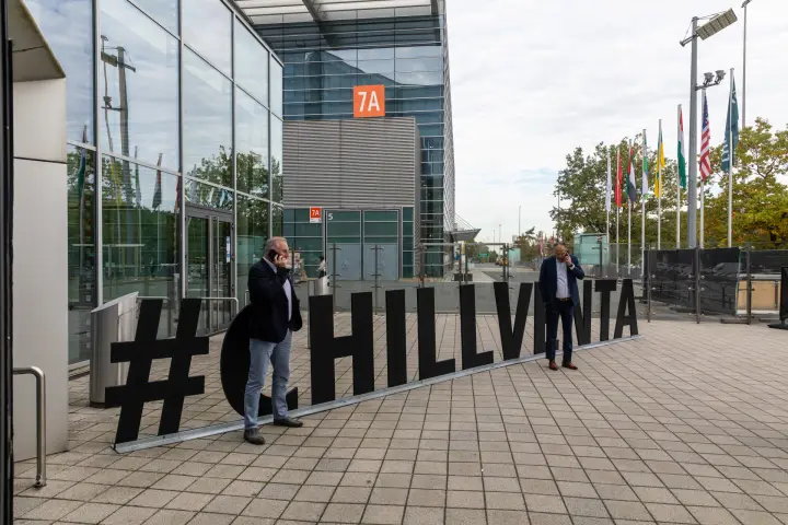 Black #CHILLVENTA letters on the plaza outside Hall 7A at Chillventa 2026