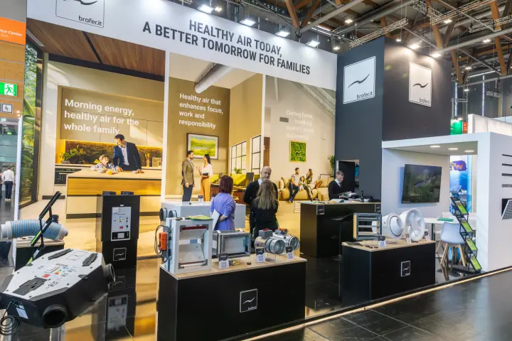Brofer stand: "Healthy air today, a better tomorrow for families" at Chillventa 2026