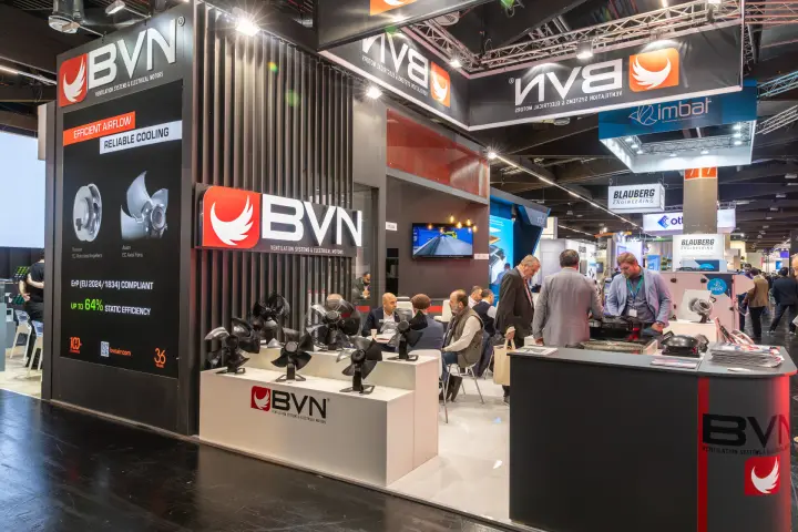BVN stand with "Efficient Airflow, Reliable Cooling" poster