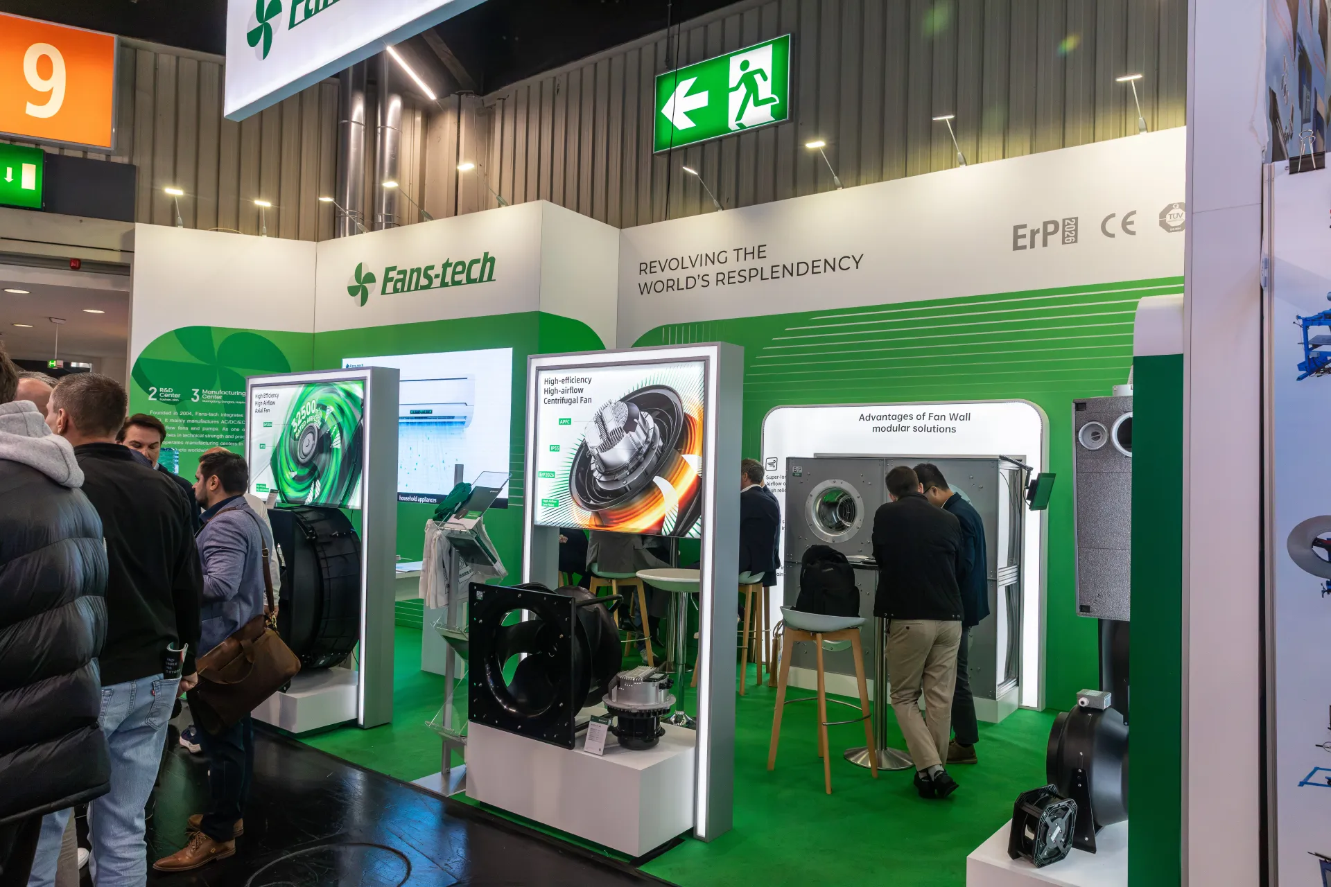 Fans-tech stand with axial and centrifugal fans and a fan wall module at Chillventa 2026