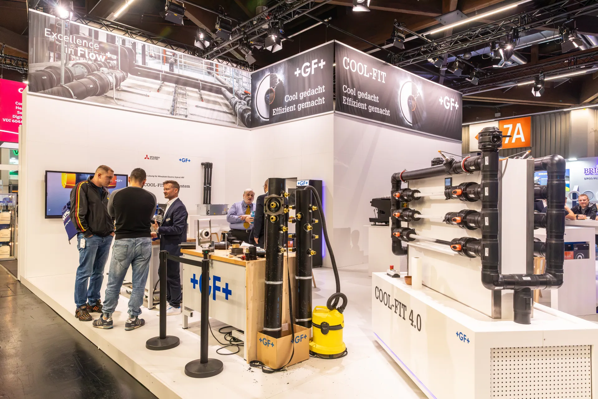 GF+ COOL-FIT 4.0 piping display and workbench at Chillventa 2026