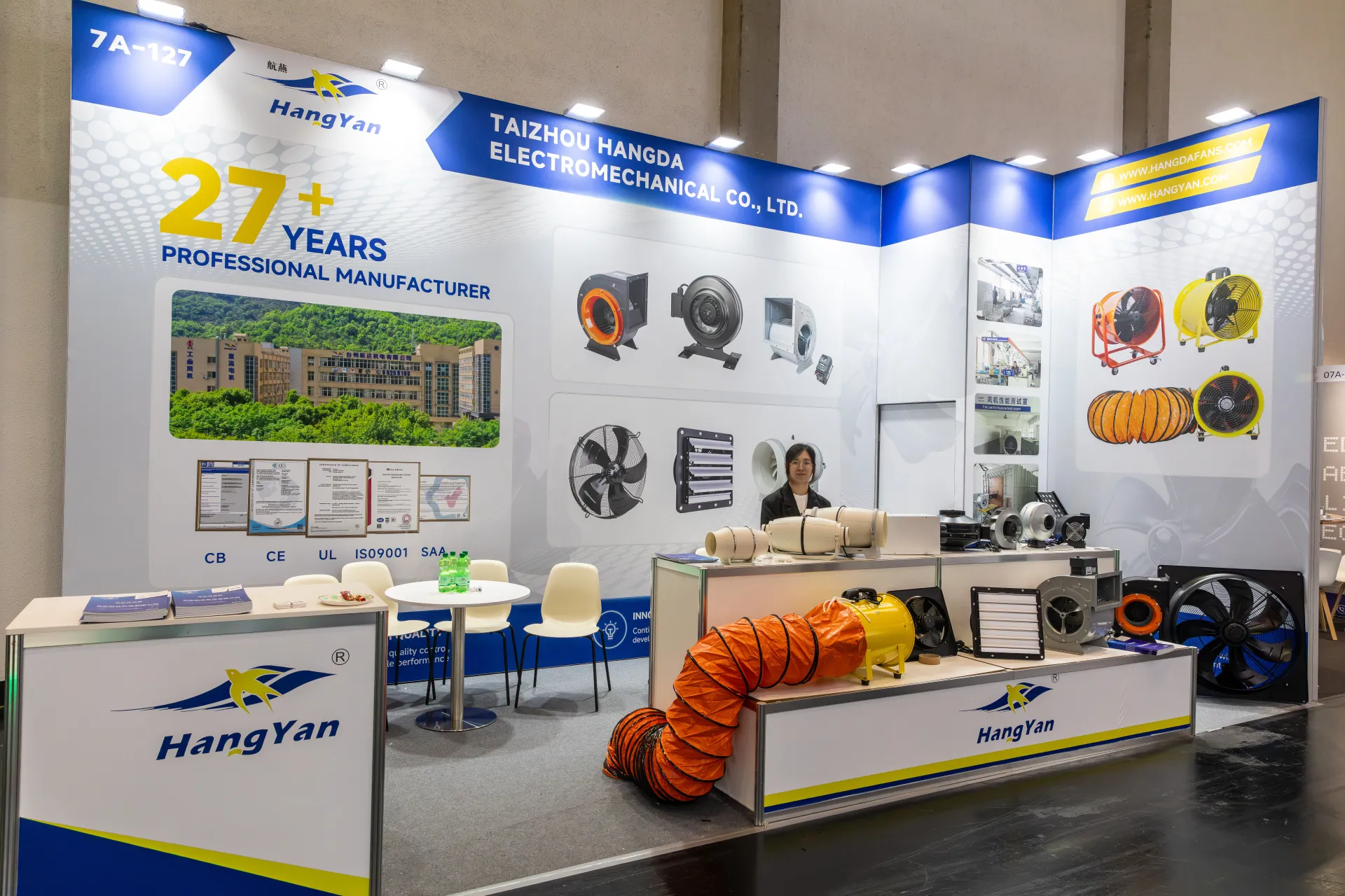 HangYan fan stand of Taizhou Hangda with portable and axial fans at Chillventa 2026