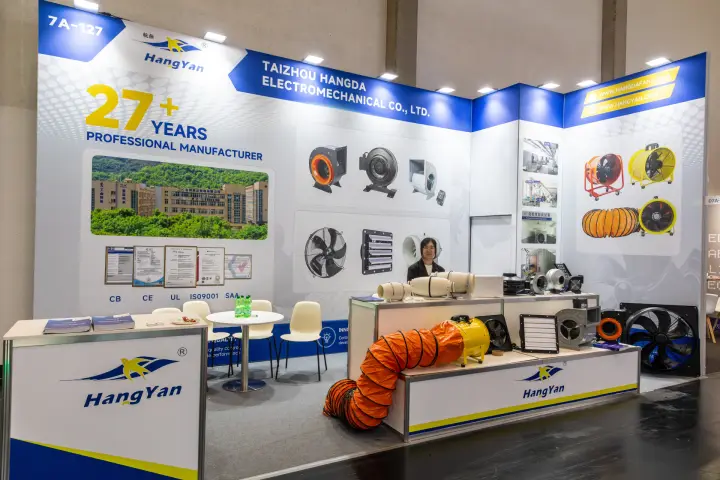 HangYan fan stand of Taizhou Hangda with portable and axial fans at Chillventa 2026