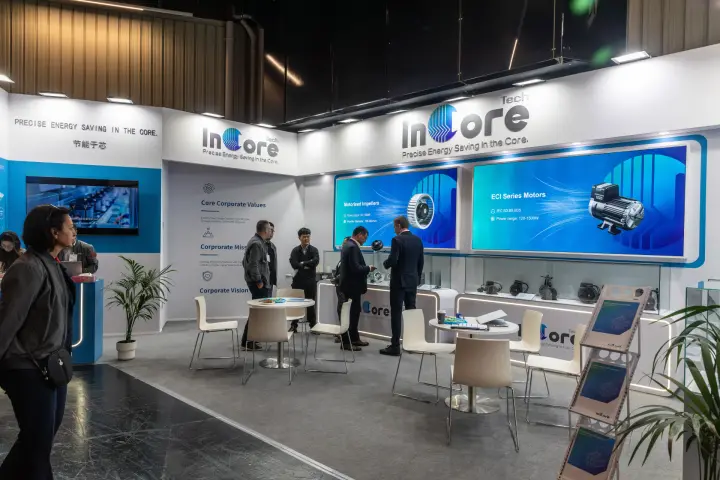 InCore Tech stand with motorised impellers and ECI series motors at Chillventa 2026