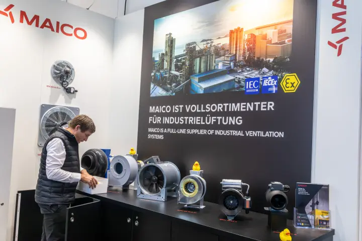 Maico explosion-proof duct and axial fans with IEC and Ex markings at Chillventa 2026