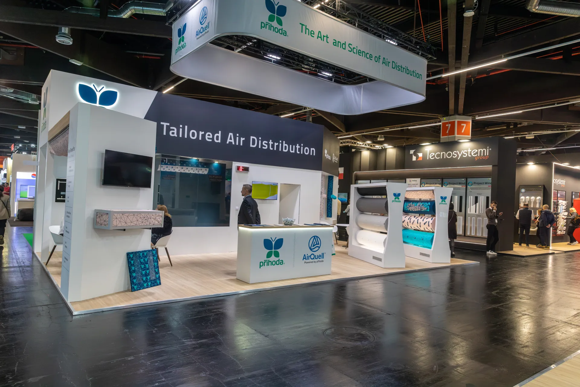 Prihoda stand presenting textile ducts under "Tailored Air Distribution" at Chillventa 2026