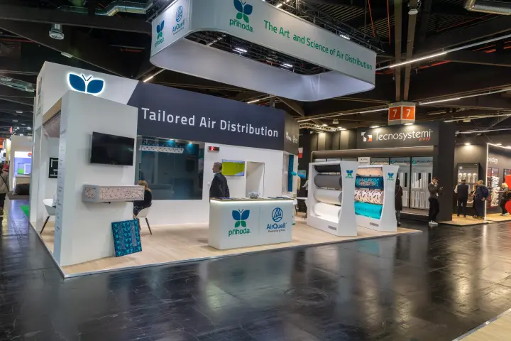 Prihoda stand presenting textile ducts under "Tailored Air Distribution" at Chillventa 2026