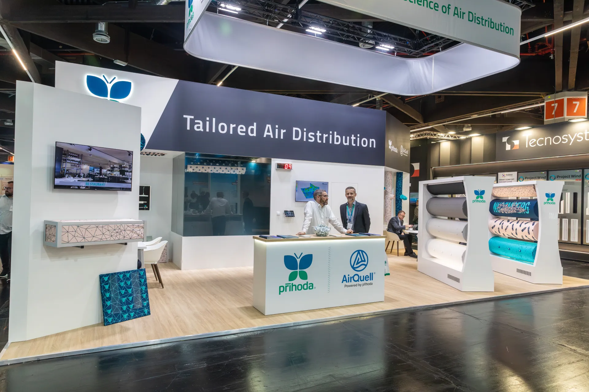 Prihoda 'Tailored Air Distribution' stand with printed textile ducts at Chillventa 2026