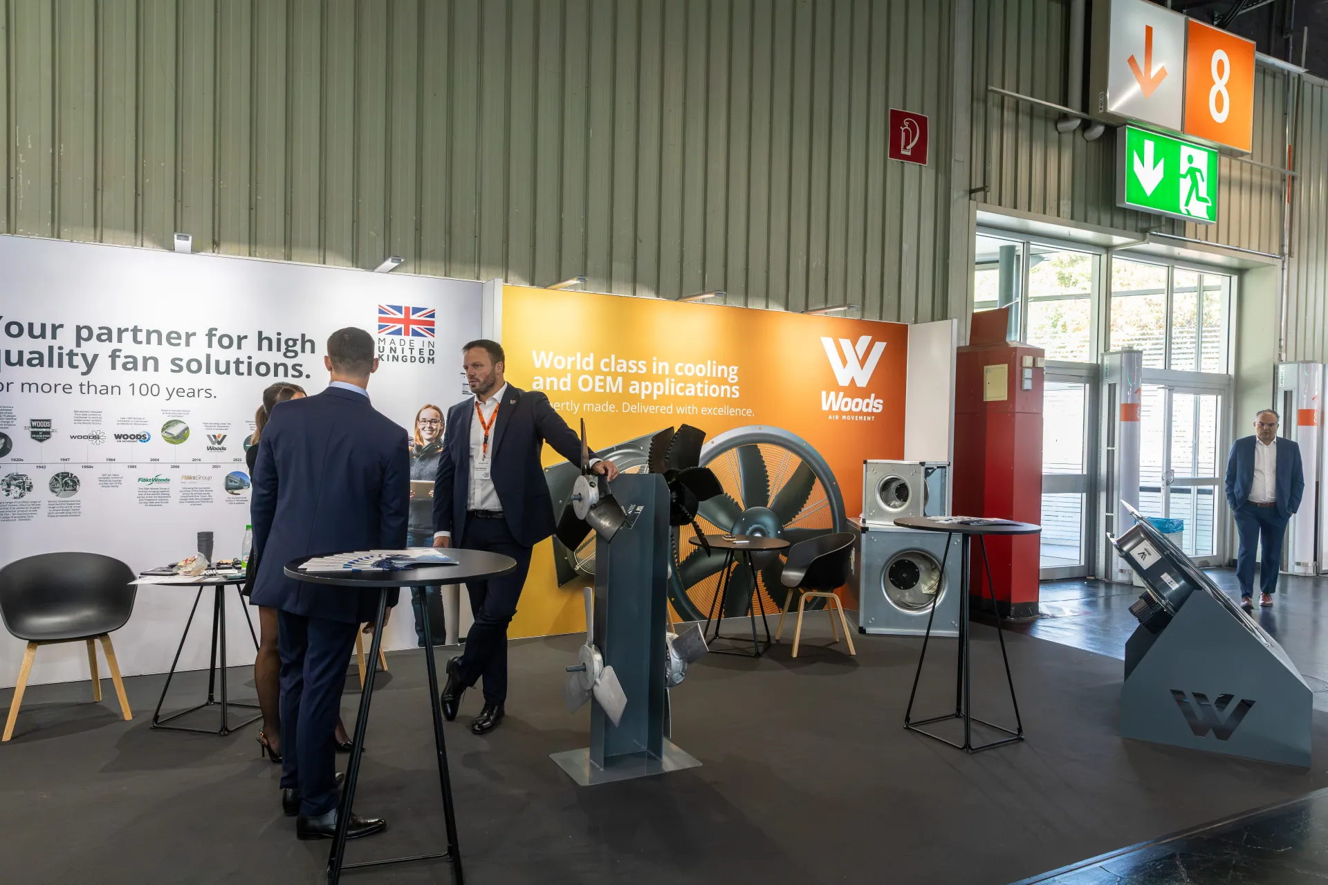 Woods Air Movement history wall, impeller post and box fans at Chillventa 2026