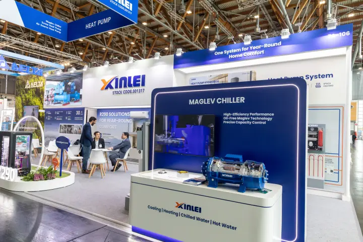Xinlei maglev chiller display at stand 7A-106 at Chillventa 2026
