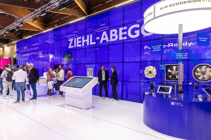 Ziehl-Abegg ErP Ecodesign information point with axial fans on the wall