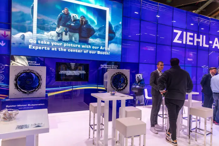 Ziehl-Abegg fans with Spider Motor Suspension below the Arctic photo screen at Chillventa 2026