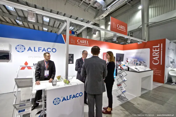 Carel and Alfaco neighbouring stands with controls on display at Forum Wentylacja 2016
