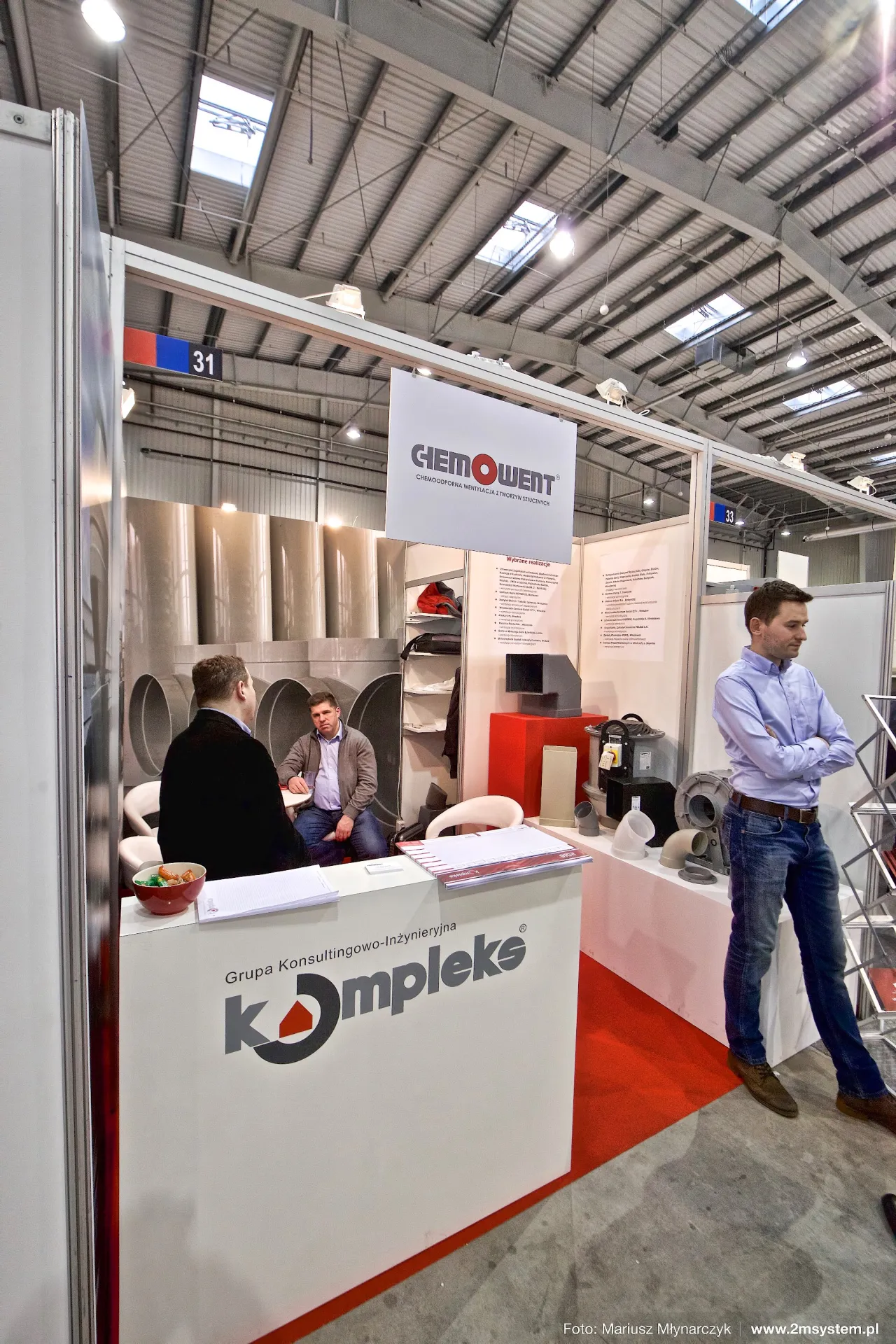 Chemowent plastic ventilation ducts, fittings and fan beside the Kompleks counter at Forum Wentylacja 2016