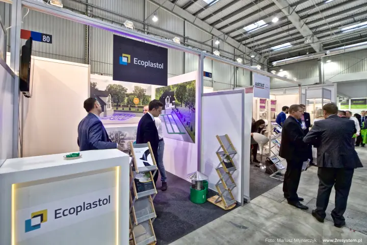 Ecoplastol stand with ground heat exchanger graphics and air intake at Forum Wentylacja 2016