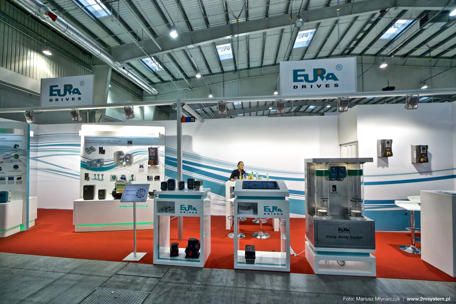 Eura Drives stand 70 with Energy Saving Solution motor comparison display at Forum Wentylacja 2016