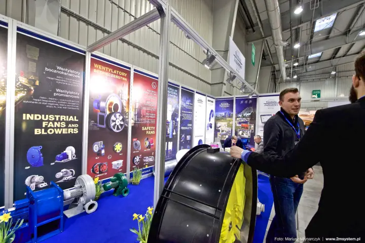 Large axial fan with yellow blades at the Venture Industries stand