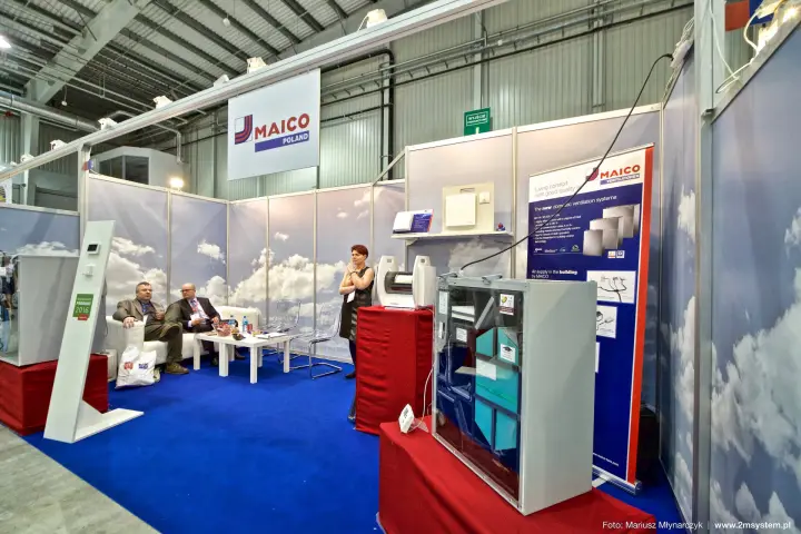 Maico Poland heat recovery unit with transparent casing and sky-themed walls