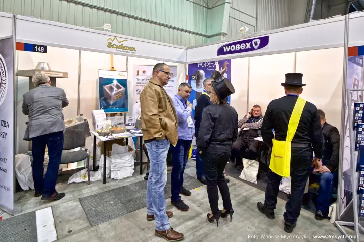 Neighbouring Schiedel and Wobex stands with chimney products at Forum Wentylacja 2016