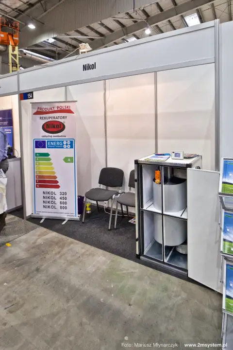 Nikol stand 154 with an opened heat recovery unit and energy label